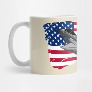 American Flag Usa Airplane Jet Mug